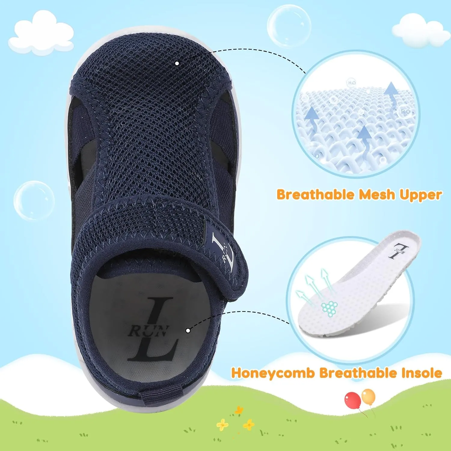 L-RUN Toddler Shoes Barefoot Kids Sneakers Wide Minimalist Boys Girls Summer Footwear for Indoor Outdoor Walking Running