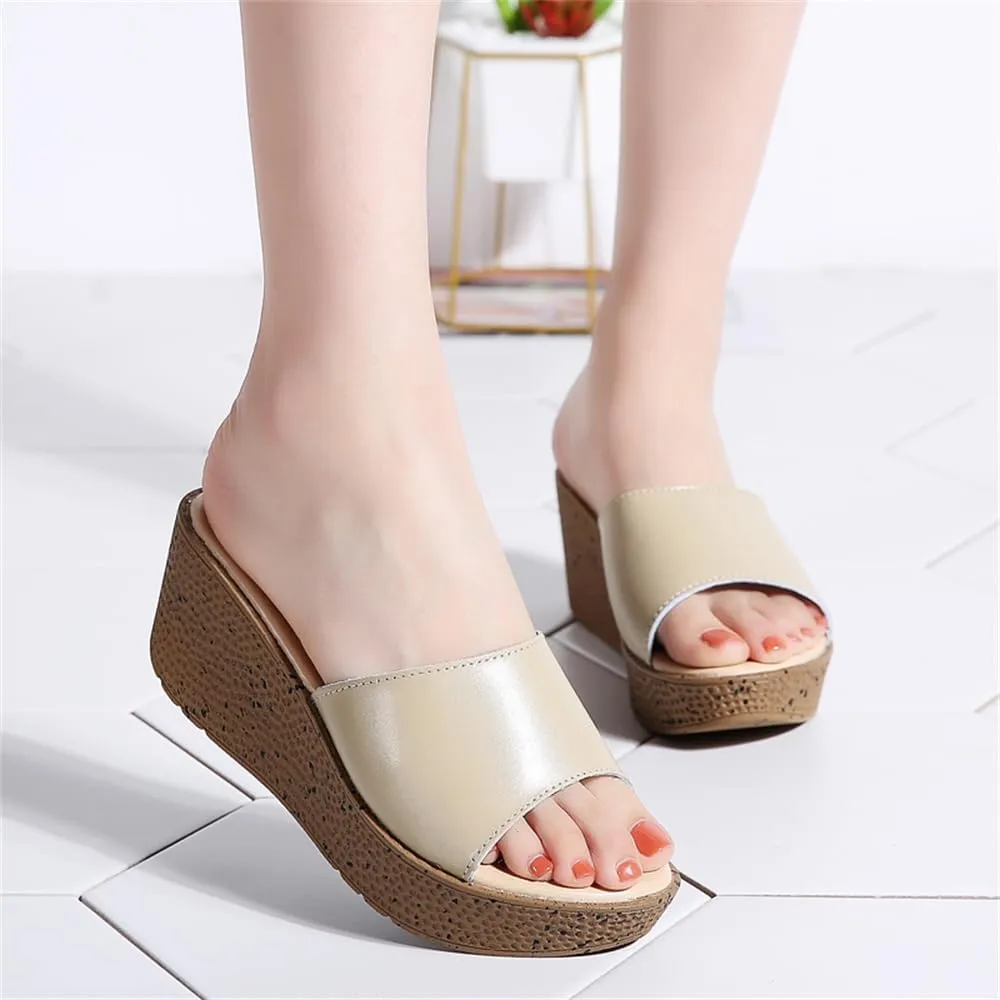 Ladies Platform Sandals - Casual Fashion Wedge Summer Beach Shoes - Comfortable Lightweight Slippers - Z Shape Ladies Rhinestone Wedge Sandals