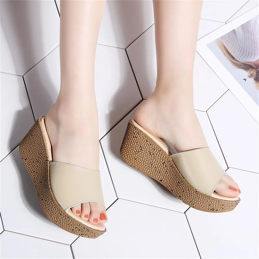 Ladies Platform Sandals - Casual Fashion Wedge Summer Beach Shoes - Comfortable Lightweight Slippers - Z Shape Ladies Rhinestone Wedge Sandals