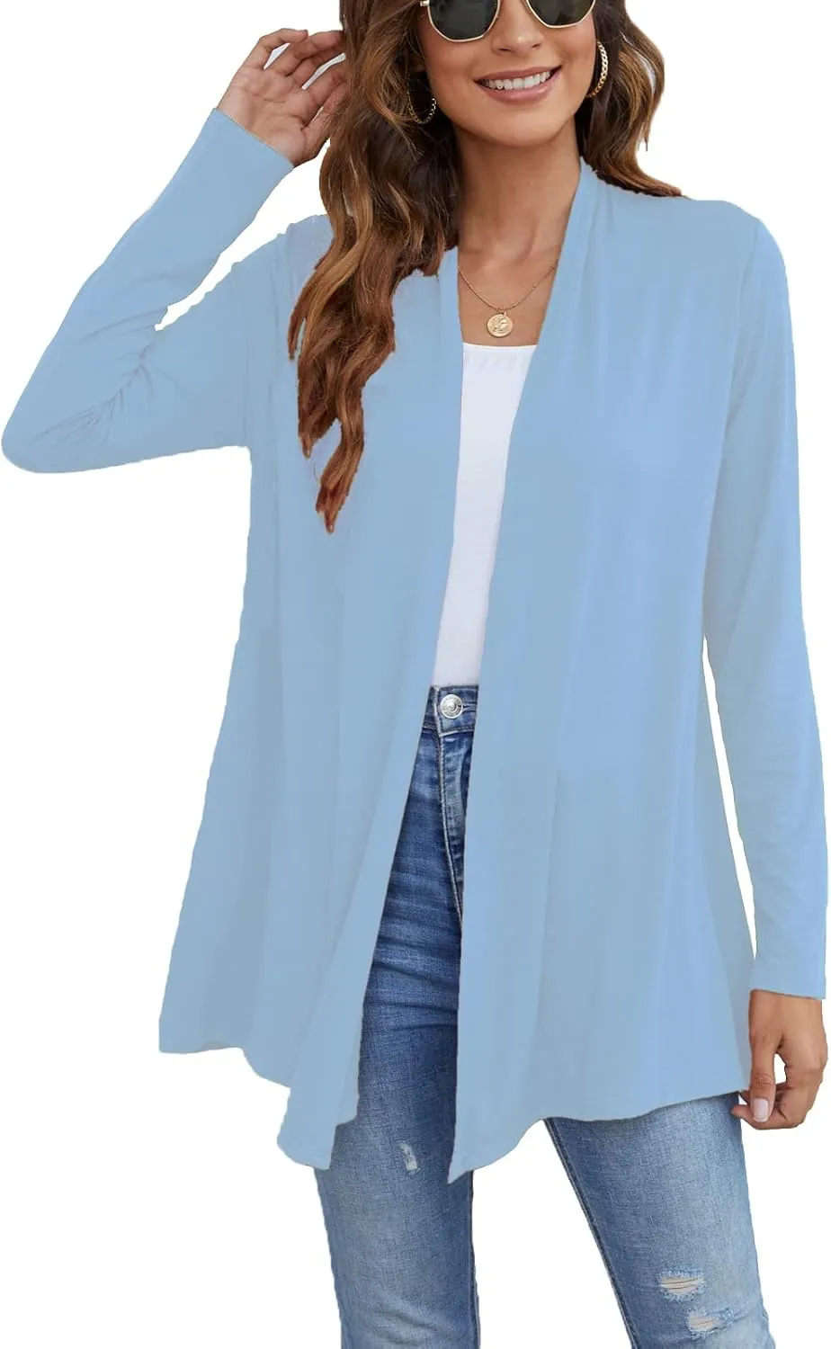 Ladlop Women's Lightweight Open Front Cardigans Long Sleeve Casual Soft Drape Fall Cardigan