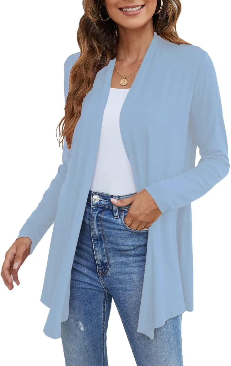 Ladlop Women's Lightweight Open Front Cardigans Long Sleeve Casual Soft Drape Fall Cardigan
