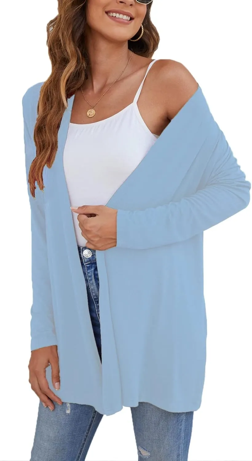 Ladlop Women's Lightweight Open Front Cardigans Long Sleeve Casual Soft Drape Fall Cardigan