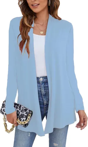 Ladlop Women's Lightweight Open Front Cardigans Long Sleeve Casual Soft Drape Fall Cardigan