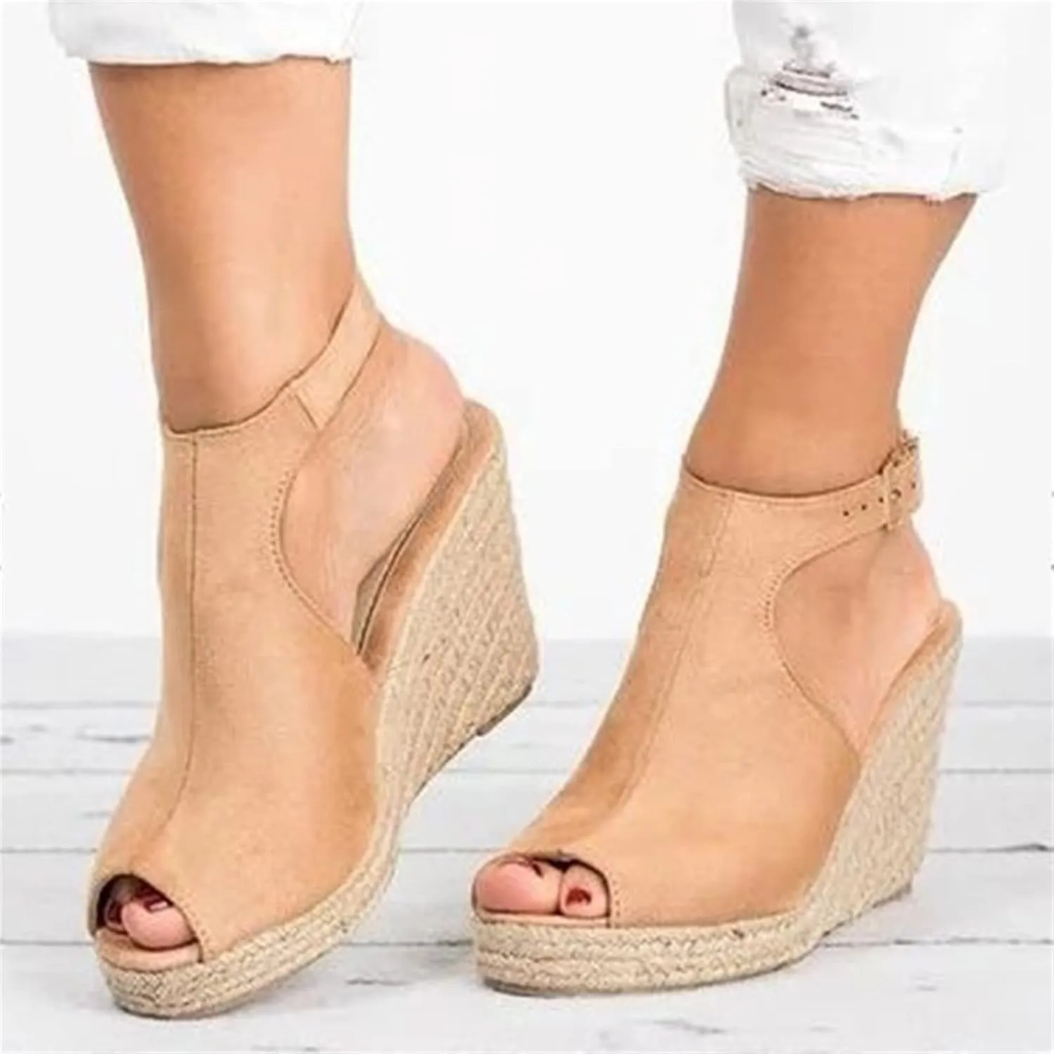 Ladmiple Summer Sandals for Women 2023 Platform Ankle Strap Wedge Sandals Open Toe Comfy Slip On Strappy Wedges Sandal