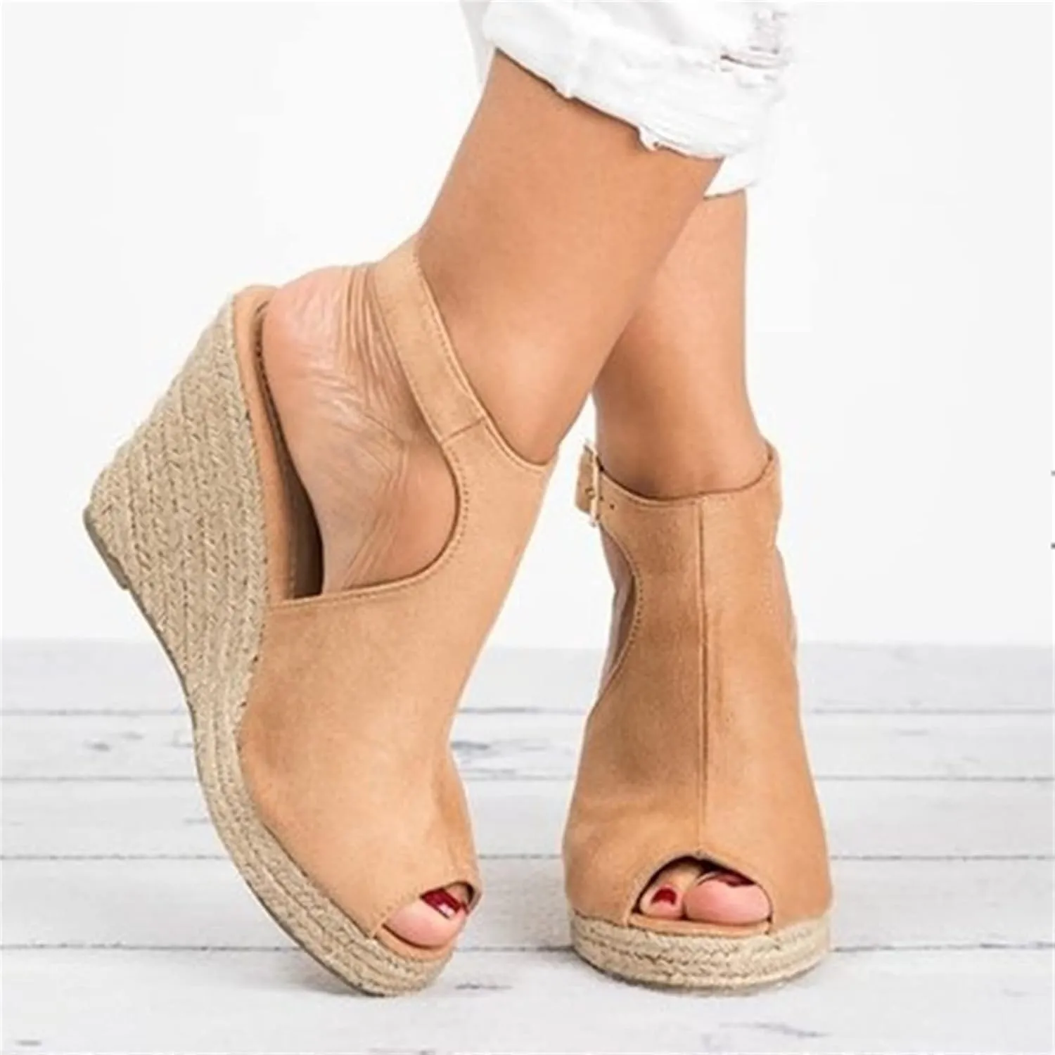 Ladmiple Summer Sandals for Women 2023 Platform Ankle Strap Wedge Sandals Open Toe Comfy Slip On Strappy Wedges Sandal