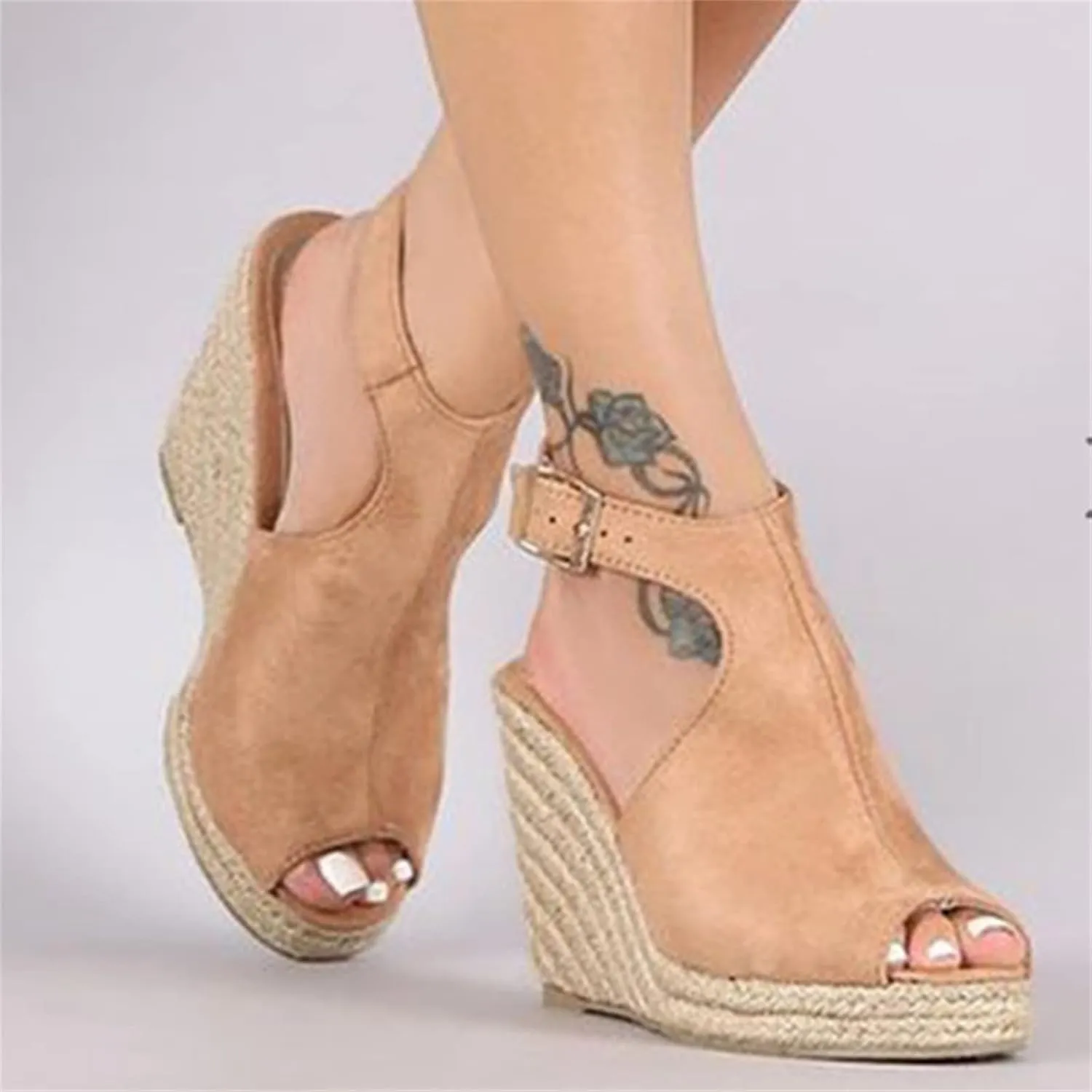 Ladmiple Summer Sandals for Women 2023 Platform Ankle Strap Wedge Sandals Open Toe Comfy Slip On Strappy Wedges Sandal