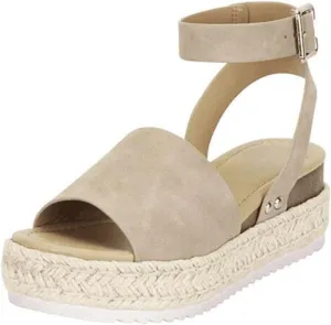 Ladmiple Wedge Sandals for Women Dressy Casual Summer Ankle Strap Open Toe High Heel Platform Slip on Espadrilles Sandal