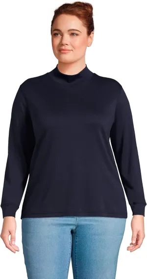 Lands' End Women's Long Sleeve American-Grown Supima Cotton Mock Turtleneck Shirt