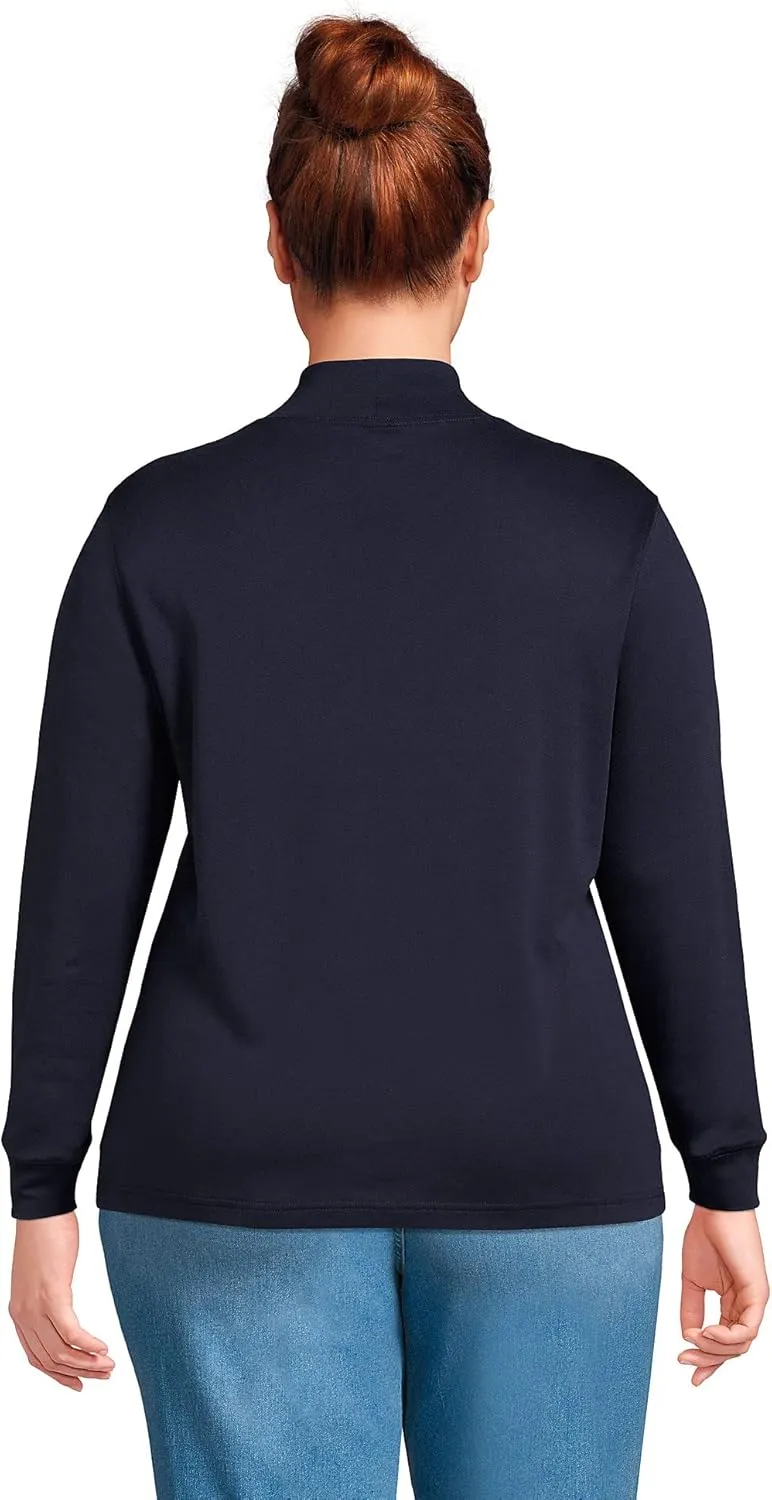 Lands' End Women's Long Sleeve American-Grown Supima Cotton Mock Turtleneck Shirt
