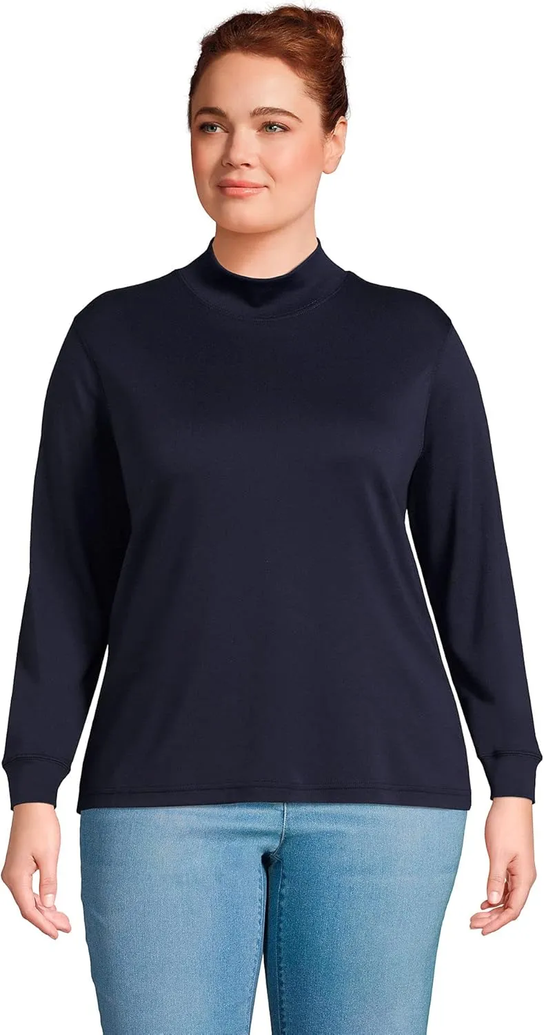 Lands' End Women's Long Sleeve American-Grown Supima Cotton Mock Turtleneck Shirt