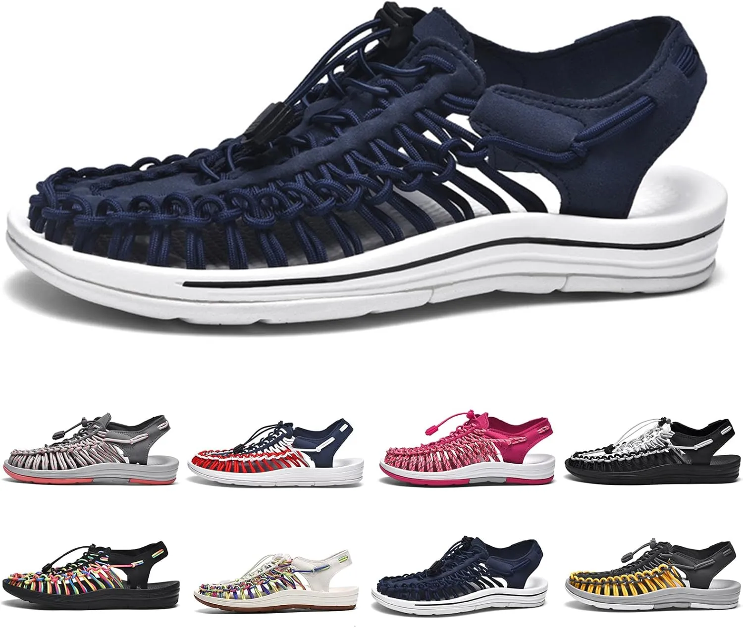 Large Size Unisex Rope Sport Sandals Men's Fisherman Shoes Women's Hand-Woven Shoes Comfortable Couple Lightweight Beach Sandals