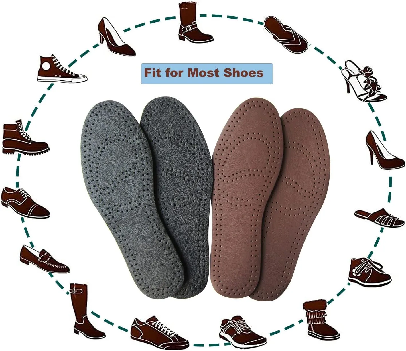 Leather Insoles for Women Black Leather Insoles for Men Thin Shoes Inserts for Dress Shoes Hiking Boots Insoles Shoe Cushi Black brown