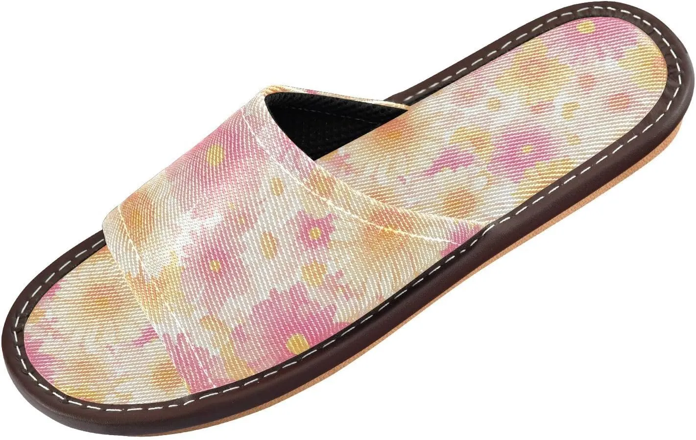 Light Pink Yellow Flowers Men Women Shower Slippers Summer Slides Sandals for Travel Beach Outdoor