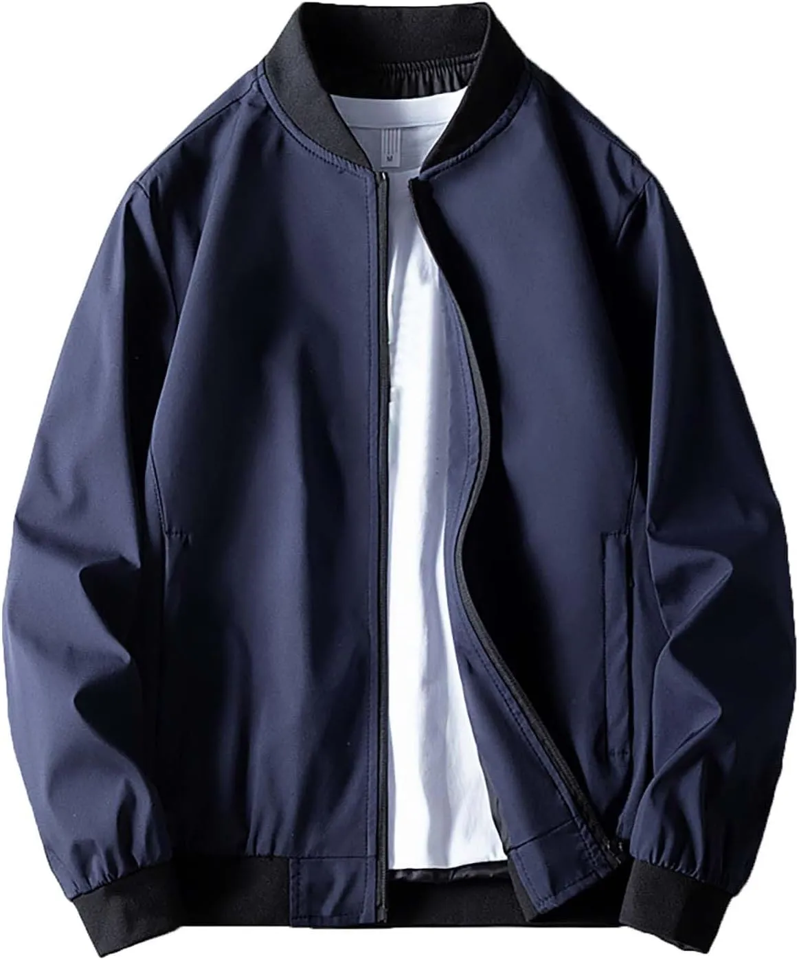 Lightweight Bomber Jackets for Men Full Zip Varsity Letterman Jackets Fall Winter Casual Fit Warm Coats with Pockets