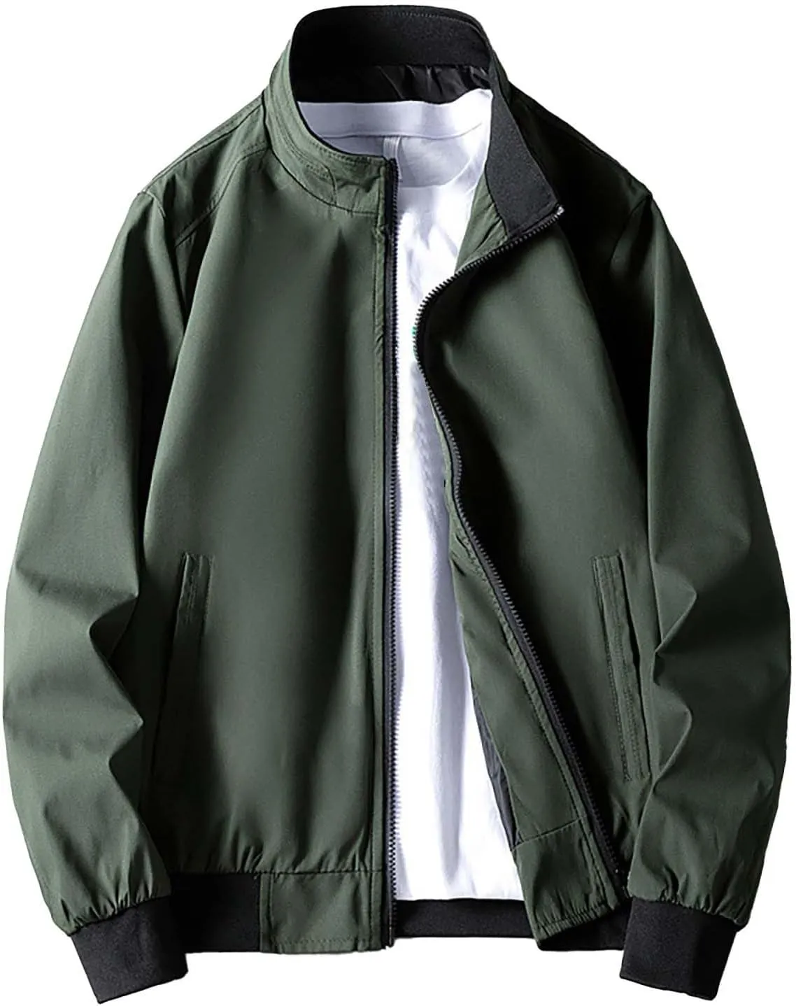 Lightweight Bomber Jackets for Men Full Zip Varsity Letterman Jackets Fall Winter Casual Fit Warm Coats with Pockets