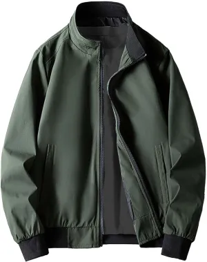 Lightweight Bomber Jackets for Men Full Zip Varsity Letterman Jackets Fall Winter Casual Fit Warm Coats with Pockets