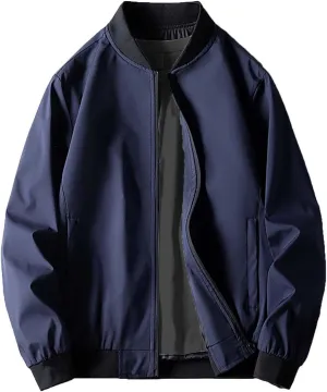 Lightweight Bomber Jackets for Men Full Zip Varsity Letterman Jackets Fall Winter Casual Fit Warm Coats with Pockets