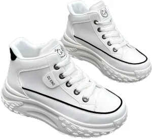 lilaBelle]Thick Sole Women's Sneakers for Height Increase, Korean Autumn Fashion Running Shoes with Rubber Platform, HY908 Comfortable Walking Shoes for Streetwear and Gym
