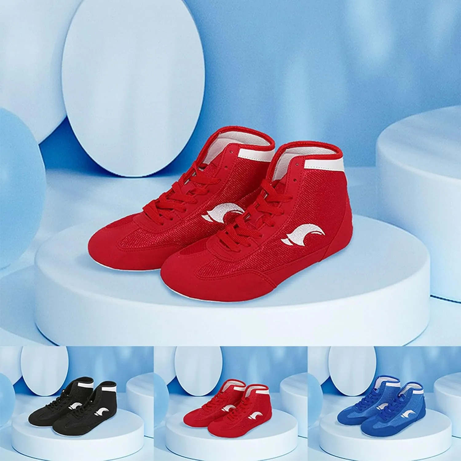 Little Kid's Wrestling Shoes Men High Top Boxing Shoes 𝐏rofessional Fitness Training Competition Long Boots