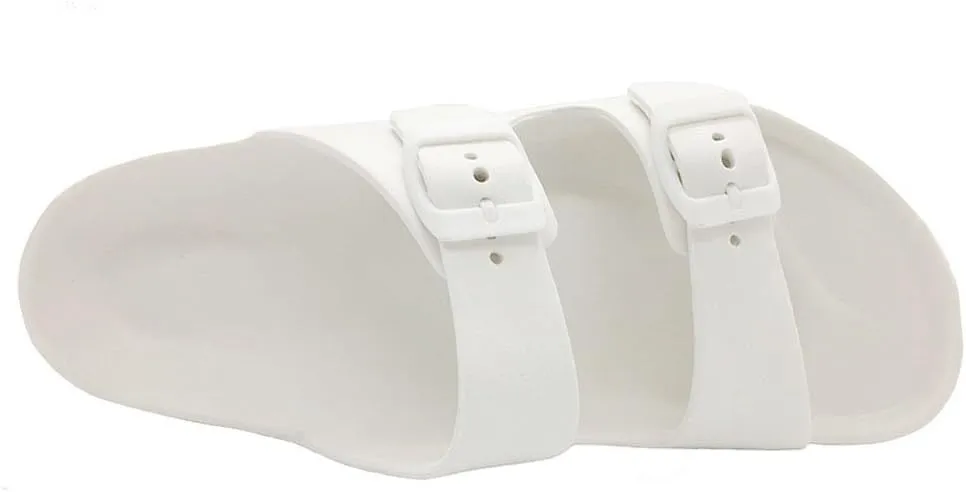 Luffymomo Adjustable Slip on Eva Double Buckle Slides Comfort Footbed Thong Sandals for Womens
