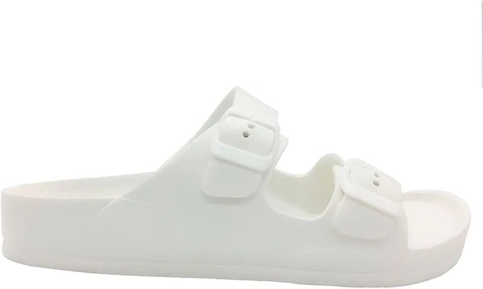 Luffymomo Adjustable Slip on Eva Double Buckle Slides Comfort Footbed Thong Sandals for Womens