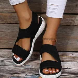 LUWAY Sandals for Women Summer Running Shoes Sneaker Flat Comfortable Lightweight Running Shoes Walking Road Jogging Lightweight Non Slip Casual Shoes,Black,US7.5/EU39
