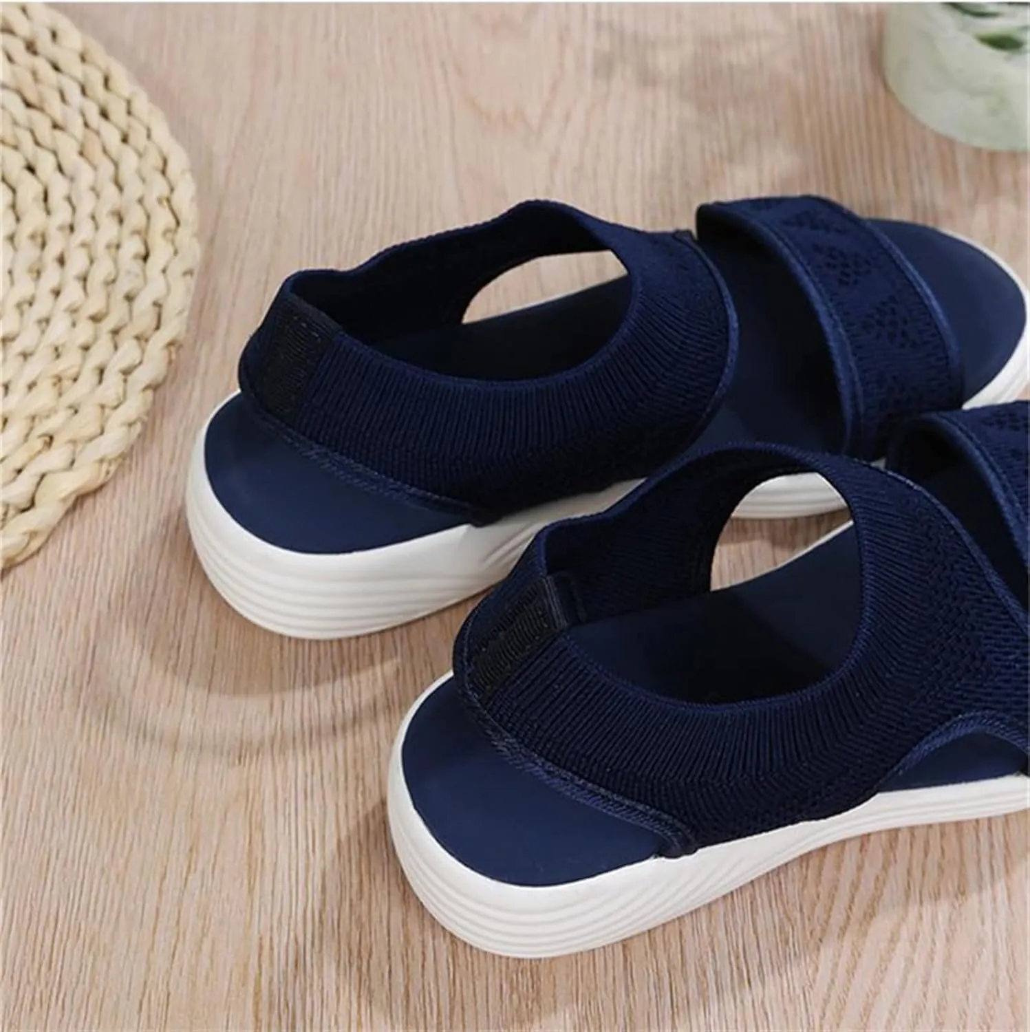 LUWAY Sandals for Women Summer Running Shoes Sneaker Flat Comfortable Lightweight Running Shoes Walking Road Jogging Lightweight Non Slip Casual Shoes,Black,US7.5/EU39