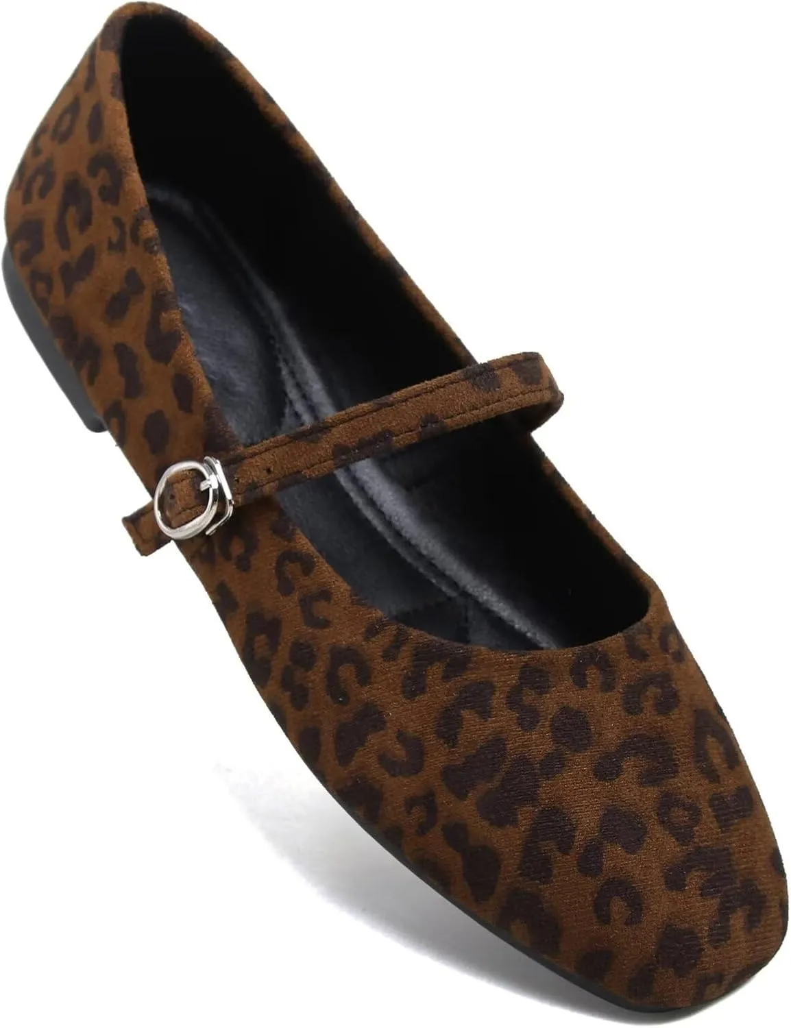 LUXINYU Flats for Women Dressy Square Toe Ankle Strap Mary Jane Shoes Casual Slip On Flats Comfortable Ballet Flats