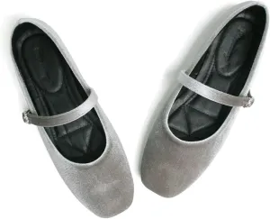 LUXINYU Flats for Women Dressy Square Toe Ankle Strap Mary Jane Shoes Casual Slip On Flats Comfortable Ballet Flats