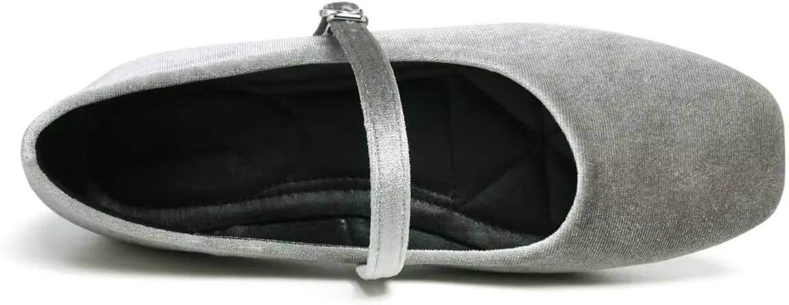 LUXINYU Flats for Women Dressy Square Toe Ankle Strap Mary Jane Shoes Casual Slip On Flats Comfortable Ballet Flats
