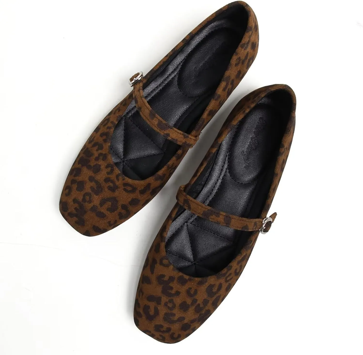 LUXINYU Flats for Women Dressy Square Toe Ankle Strap Mary Jane Shoes Casual Slip On Flats Comfortable Ballet Flats