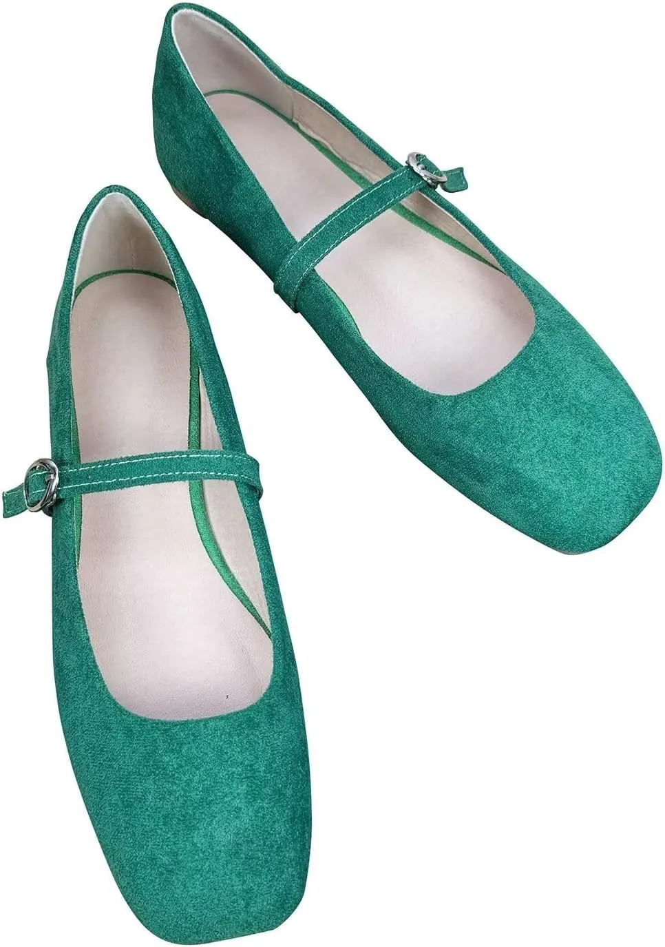 LUXINYU Women Comfortable Round Toe Mary Jane Shoes Cozy Warm Velvet Suede Flats Ankle Strap Casual Ballet Office Shoes