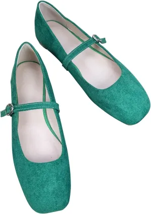 LUXINYU Women Comfortable Round Toe Mary Jane Shoes Cozy Warm Velvet Suede Flats Ankle Strap Casual Ballet Office Shoes