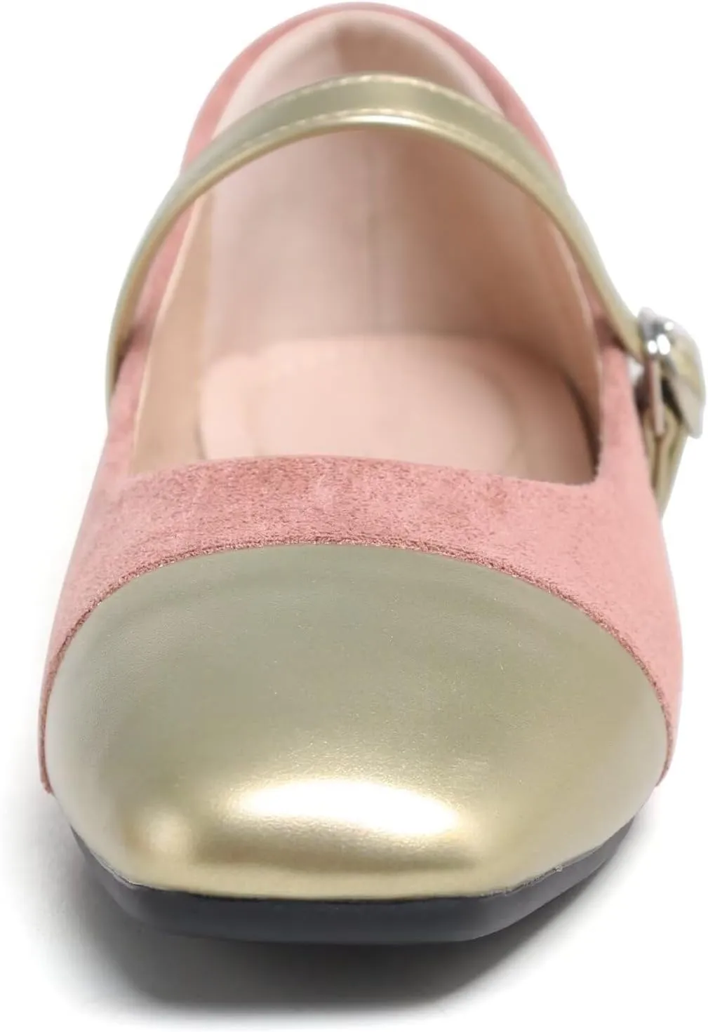 LUXINYU Women Mary Jane Flats Comfortable Leather Shoes Adjustable Buckle Straps Low Heel Round Toe Ballet Flats Work Casual Shoes