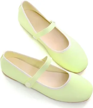 LUXINYU Women's Mary Jane Shoes Candy Color Ankle Strap Ballet Flats Soft Pu Leather Lightweight Casual Flats