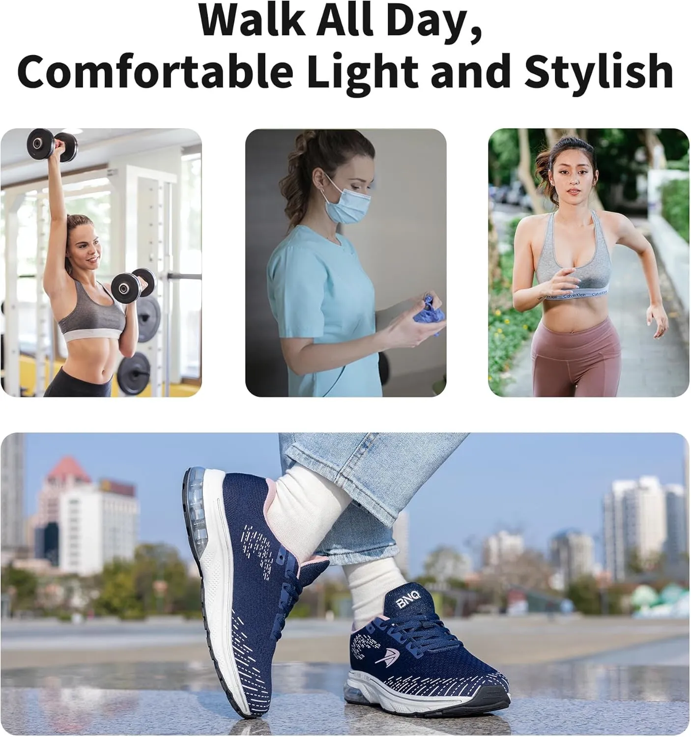 MAFEKE Womens Wide Toe Box Running Shoes Arch Support Tennis Athletic Sneakers Orthotic Walking Shoes for Plantar Fasciitis Pain Relief US 6-11