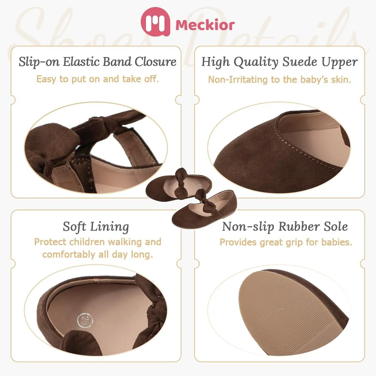 Meckior Toddler Little Girl Mary Jane Dress Shoes Ballet Flats for Girl Party School Shoes Bowknot Princess Shoes