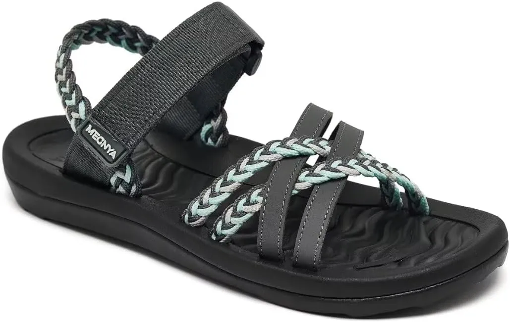MEGNYA Hiking Sandals for Womens, Arch Support Comfortable Walking Sandals Hook Loop Strap, Casual Sports Summer Waterproof Lightweight Slides