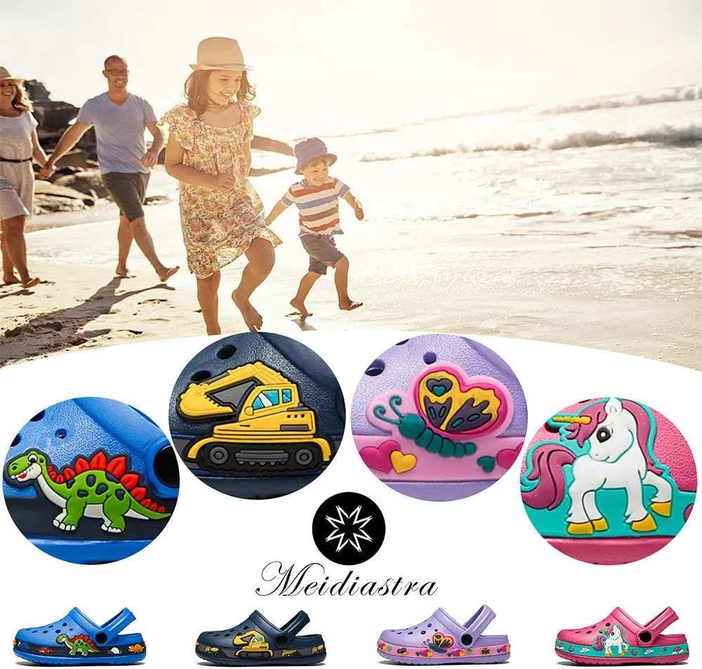 Meidiastra Kids Boys Girls Cartoon Clogs Slippers Toddler Slip On Lightweight Beach Pool Sandals