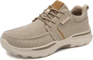 Men Canvas Wide Width Walking Sneakers,Casual Non Slip Lightweight Arch Support Fashion Sneakers Boat Shoes Orthopedic Shoes