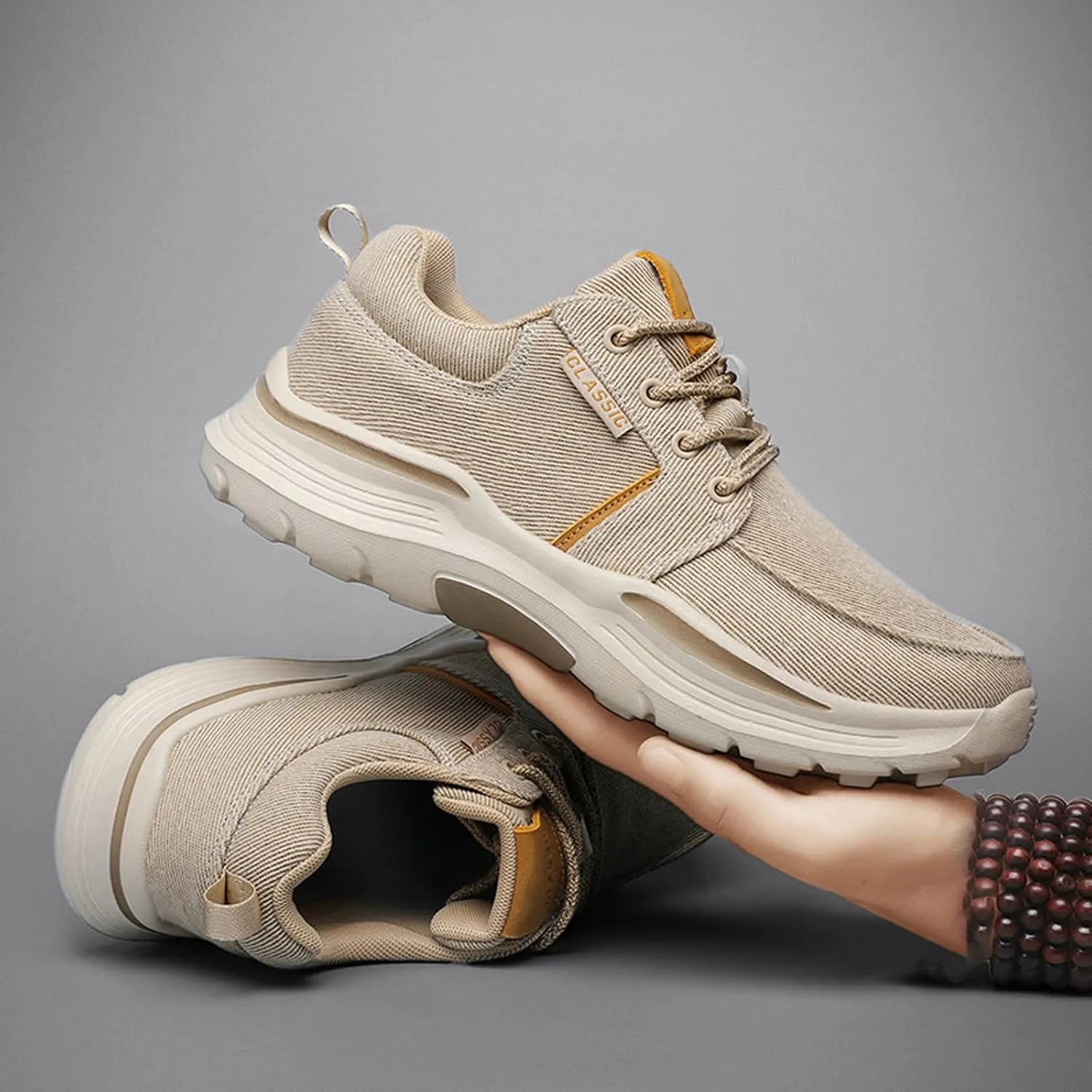 Men Canvas Wide Width Walking Sneakers,Casual Non Slip Lightweight Arch Support Fashion Sneakers Boat Shoes Orthopedic Shoes