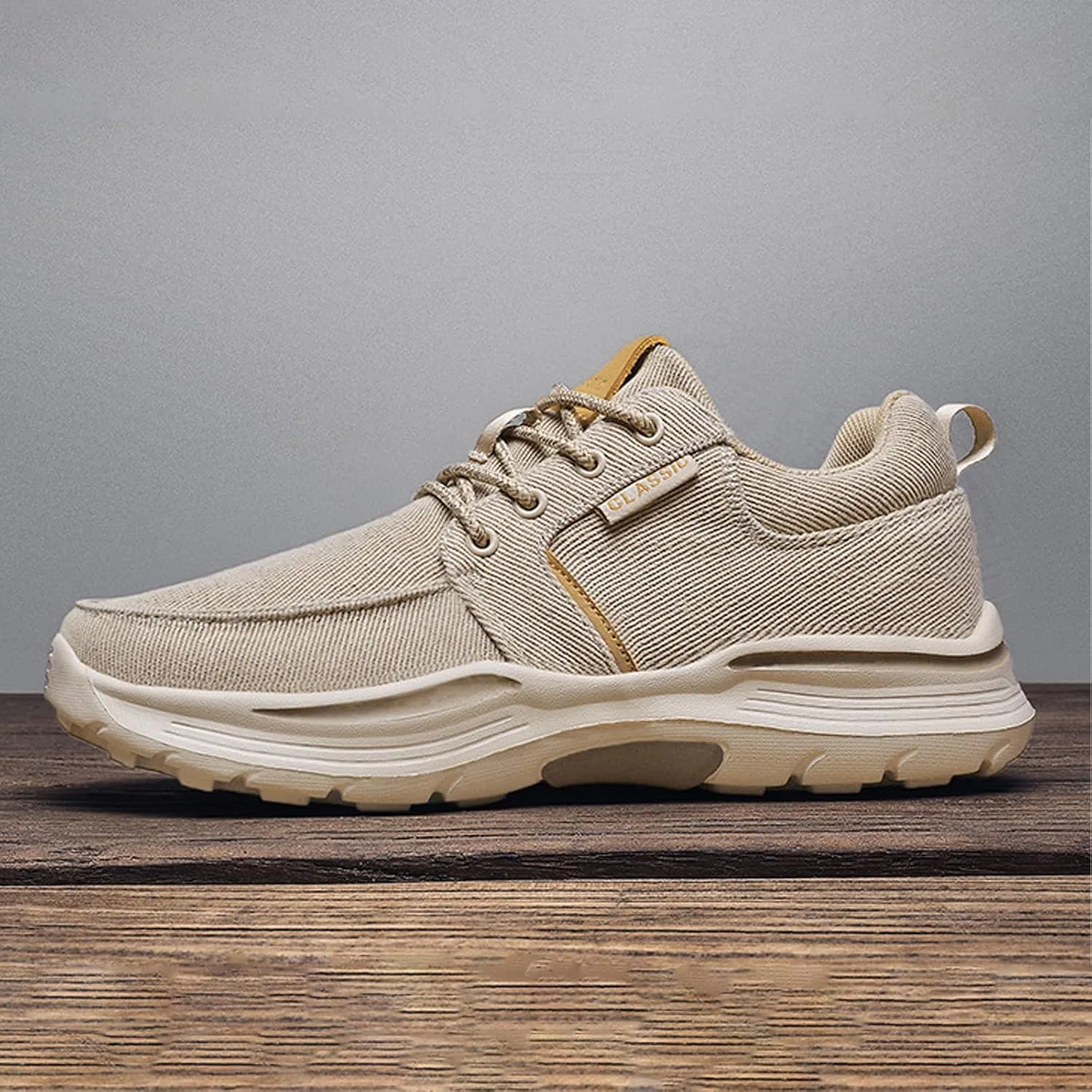 Men Canvas Wide Width Walking Sneakers,Casual Non Slip Lightweight Arch Support Fashion Sneakers Boat Shoes Orthopedic Shoes