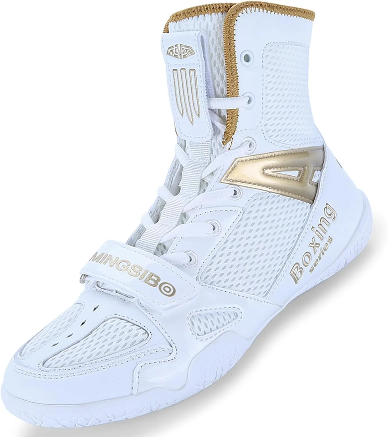 Men Women Wrestling Shoes, High Top Fighting Training Footwear Non-Slip Lightweight Powerlifting Bodybuilding Fitness Boots