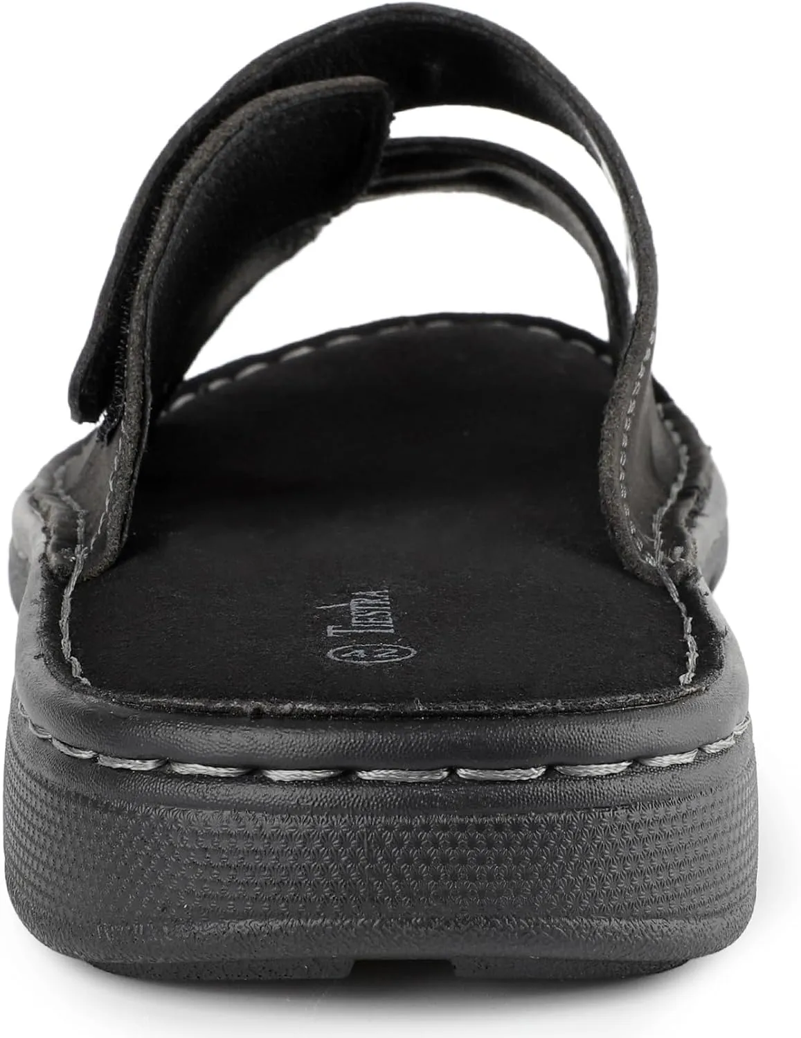Mens Adjustable Leather Slide Sandals Comfortable Lightweight Summer Memory Foam Sandals Casual Beach Slip On Sandals for Men Indoor & Outdoor