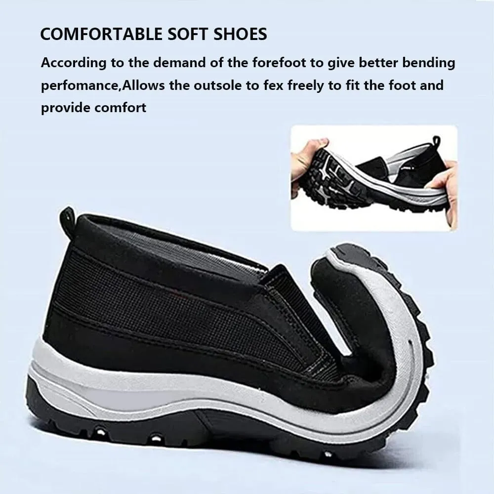 Men's Arch Support Slip-On Canvas Loafers, Lightweight Orthopedic Sneakers for Walking & Outdoor Hiking, Comfortable Casual Flats