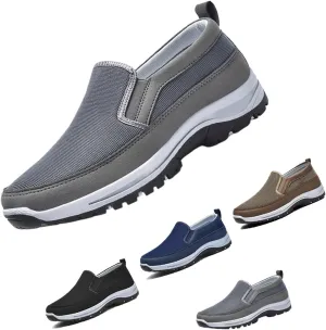 Men's Arch Support Slip-On Canvas Loafers, Lightweight Orthopedic Sneakers for Walking & Outdoor Hiking, Comfortable Casual Flats