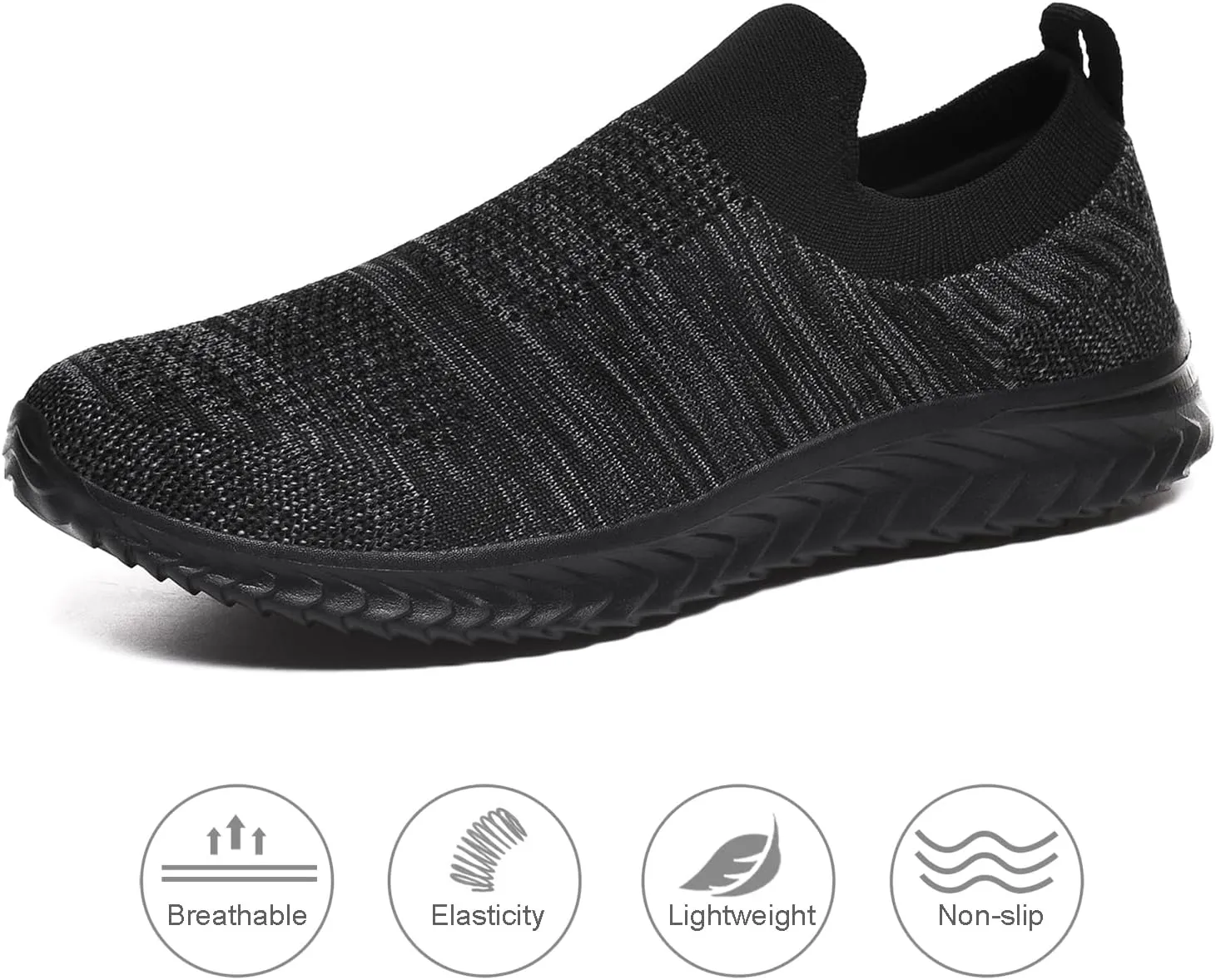Men's Breathable Knit Walking Tennis Gym Slip On Laceless Sneakers