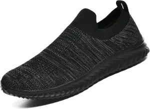Men's Breathable Knit Walking Tennis Gym Slip On Laceless Sneakers