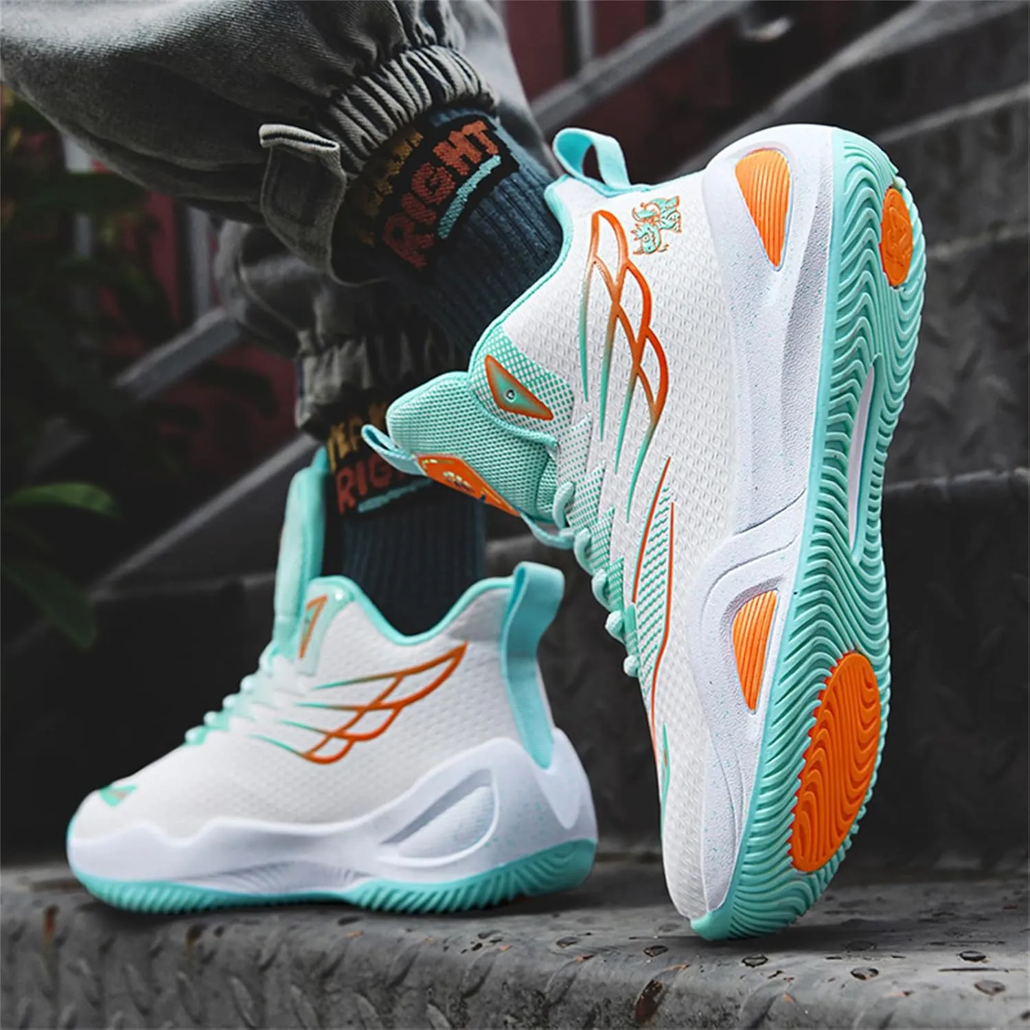 Mens Breathable Mesh Lace Up Basketball Shoes with Arch Support Non-Slip Comfortable High Top Sneakers Running Walking Tennis Shoes