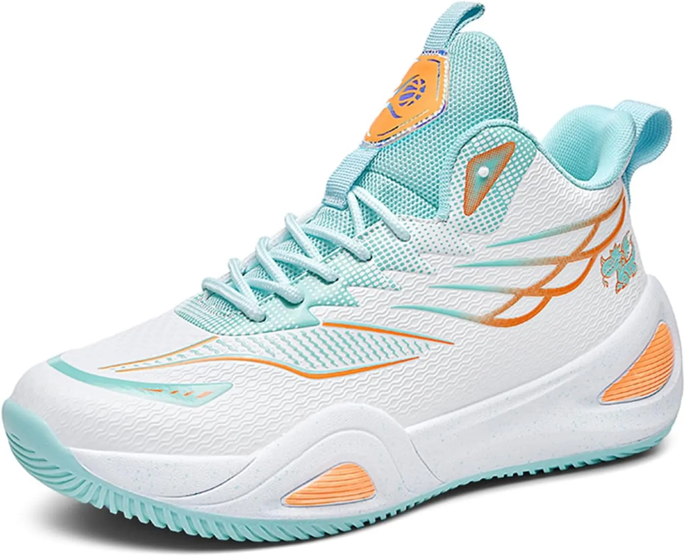 Mens Breathable Mesh Lace Up Basketball Shoes with Arch Support Non-Slip Comfortable High Top Sneakers Running Walking Tennis Shoes